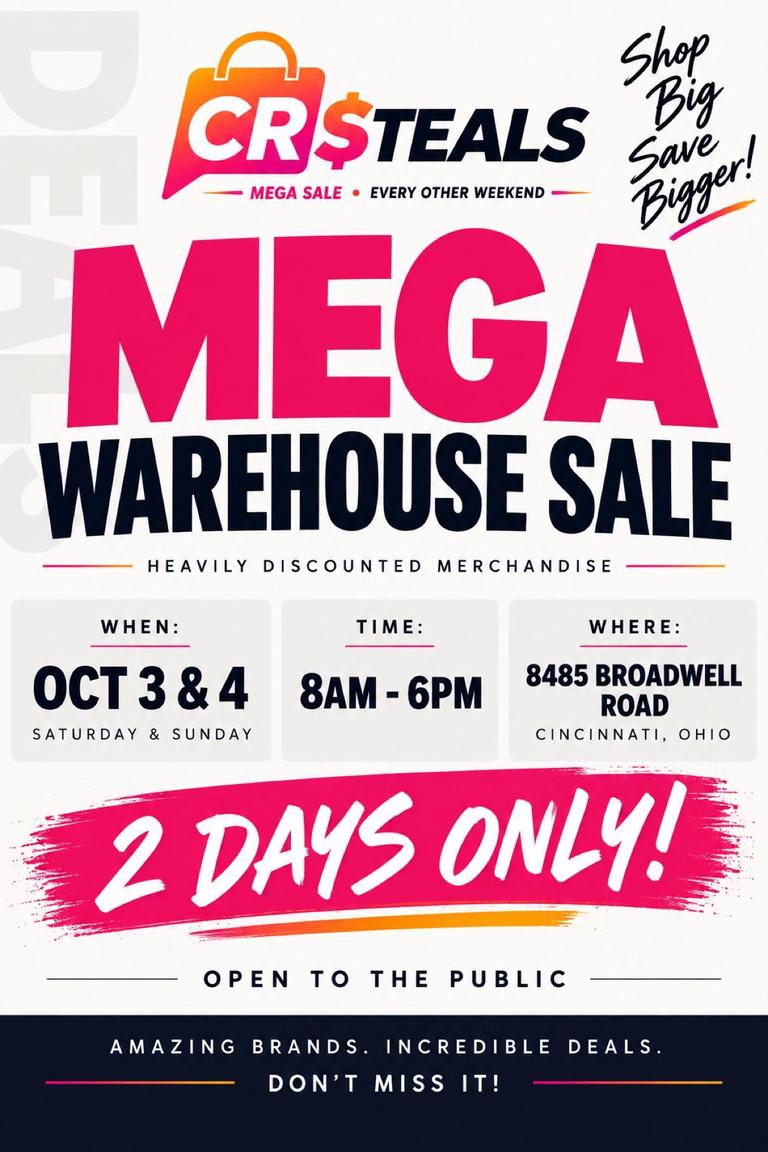 CR$TEALS Mega Warehouse Sale